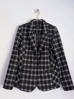 NWT Liverpool Black Plaid Single Button Blazer Women’s M 8/10